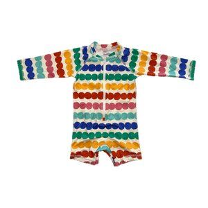 Hanna Andersson Dots Rainbow Stripe Swimsuit Rashguard, 6 - 12 months